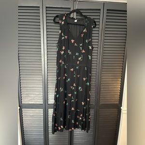 Old Navy Dress Lined Black Floral - XL